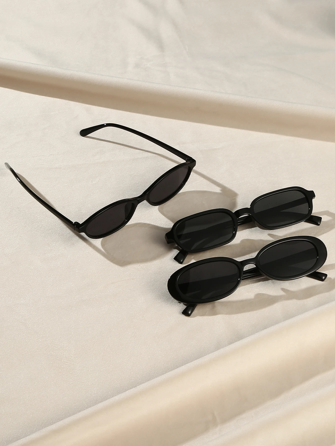 3-teilige modische ovale schwarze Kombinationsbrille mit kleinem Rahmen, einfache und modische Basic-Brille in reiner Farbe – Detail 2