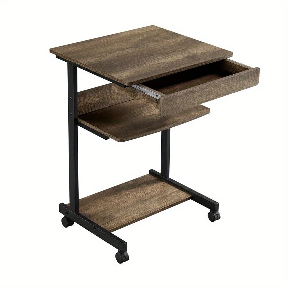 

Rolling Computer Desk Small Laptop PC Corner Table Workstation for Home Office