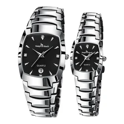 Relojes de moda para hombres y mujeres artículos de pareja para amantes acero inoxidable reloj de fecha de cuarzo estilo informal de negocios conjuntos de relojes para él y para ella