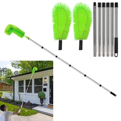 8pcs/set Stainless Steel Pipe Roof Gutter Cleaning Brush with Telescopic Extendable Pole asy Remove Leave Color Yellow Blue