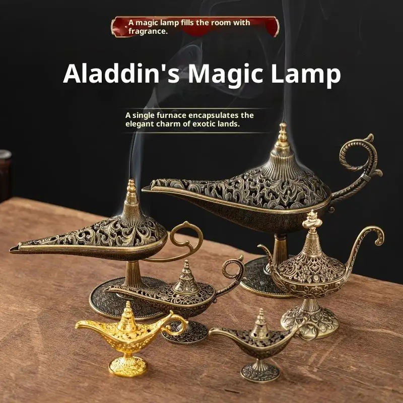 Incense Holder Stand Golden Alas Divine Lamp Design Durable Iron 1Pcs Incense Burner for Spa Meditation Room Ornament