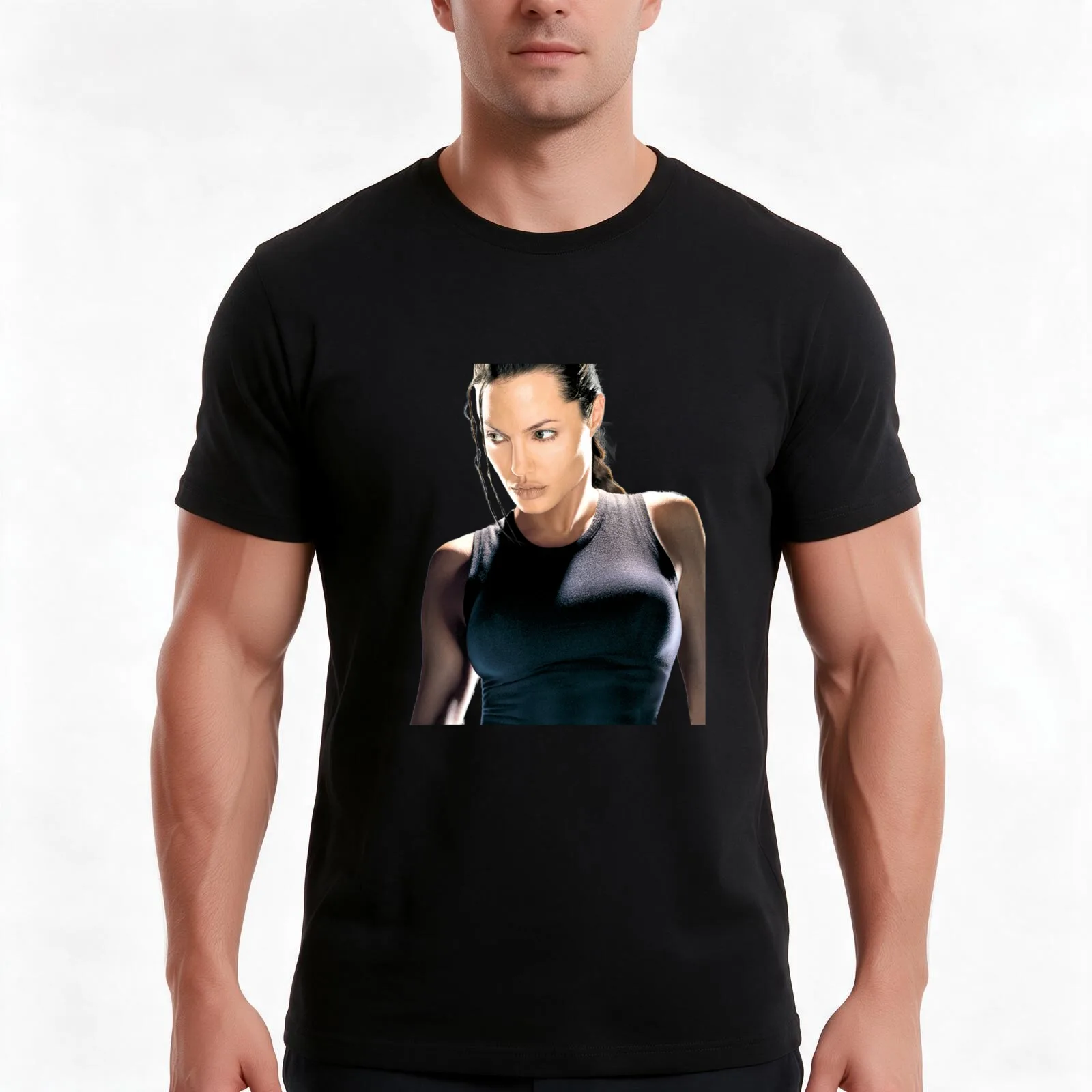Lara Croft - Angelina Jolie T-Shirt, Summer Casual Cotton Tee, Oversized Streetwear Tops, Vintage Graphic Print, 100% Cotton
