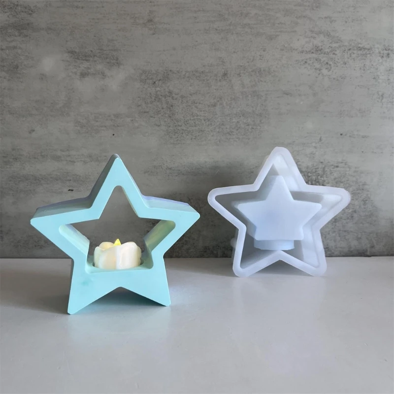 Christmas Star Tealight Holder Mold Artistic Star Shaped Silicone Mold for Plaster Drip Holder DIY Project