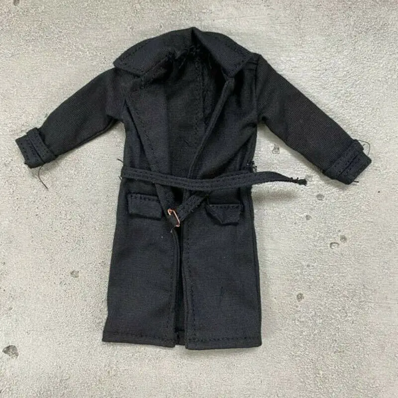 E5-8-1 1/12 Scale Coat Black Fabric Wired Trench  Model for 6