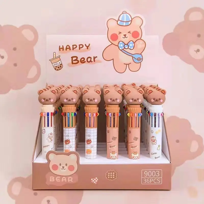 

36pcs/Box Set Capibala Creative 10 Colors Painting Mark Multi-Color Pens Cute Animal Capybara Press Type Ballpoint Pen For Gift