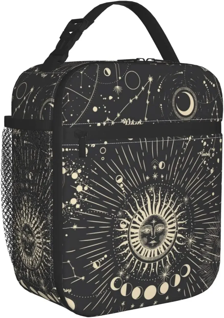 Sun and Moon Mystic Goth Witchy Lunch Box Reusable Insulated Totes Lunch Bag Thermal Cooler for Men Women Work Office Picnic