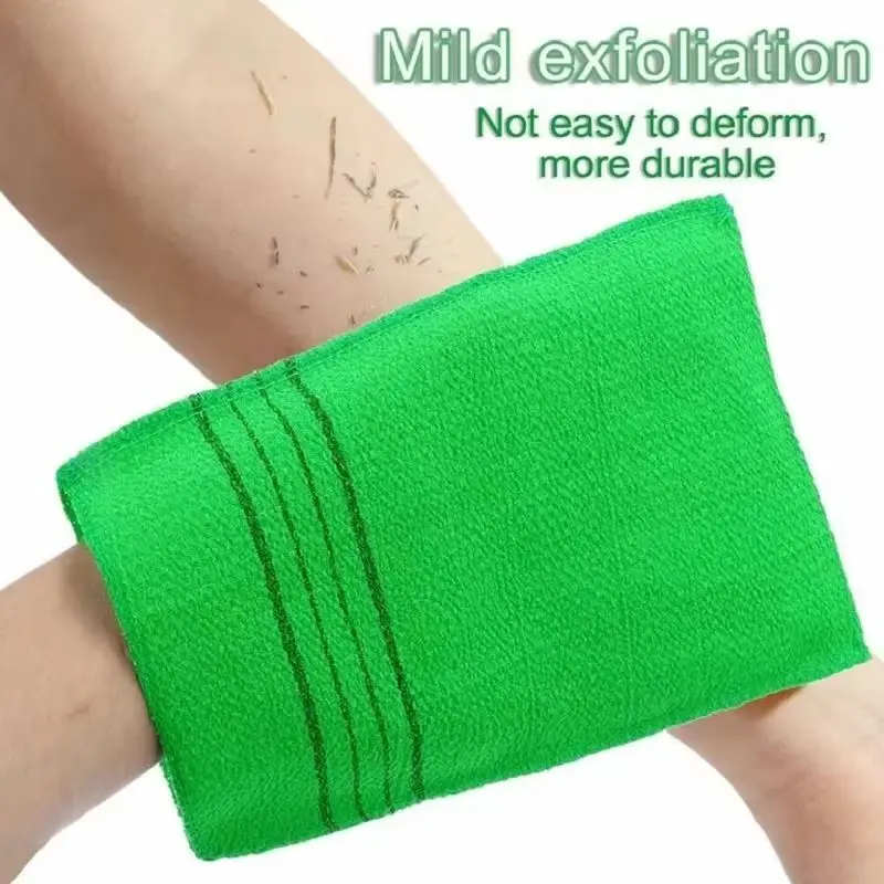 Toalla de baño exfoliante, paño de baño exfoliante coreano asiático, exfoliante corporal, ducha, guantes de tela exfoliante de doble cara, 1 ud.