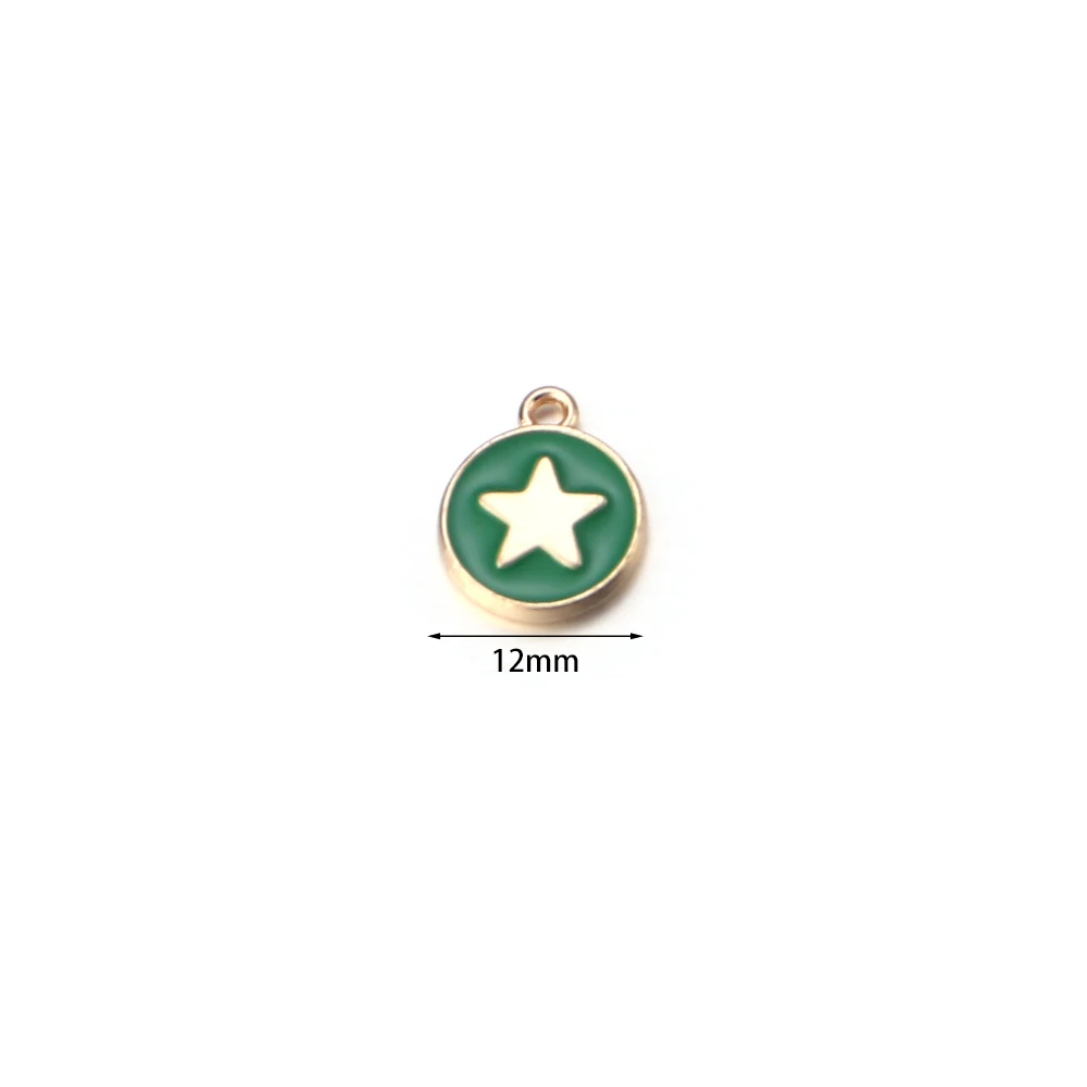 10pcs/Lot 14.5x11.5mm Round Five-pointed Star Enamel Charms for Jewelry Making Double Side Handmade Pendant For Diy Bracelet