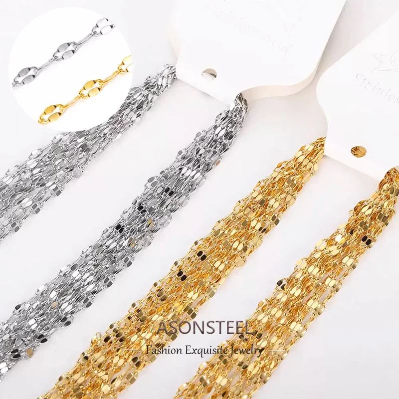 

ASONSTEEL 10pcs/Lots 2mm Width Link Lip Shape Chain Necklace Stainless Steel Men Women Waterproof Wave Choker Jewelry Wholesale