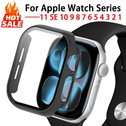 PC cover For Apple Watch Case 46mm 42mm 44mm 40mm 41mm 45mm 38mm Screen Tempered Glass Protector iWatch Series 11 10 SE 9 8 7 6
