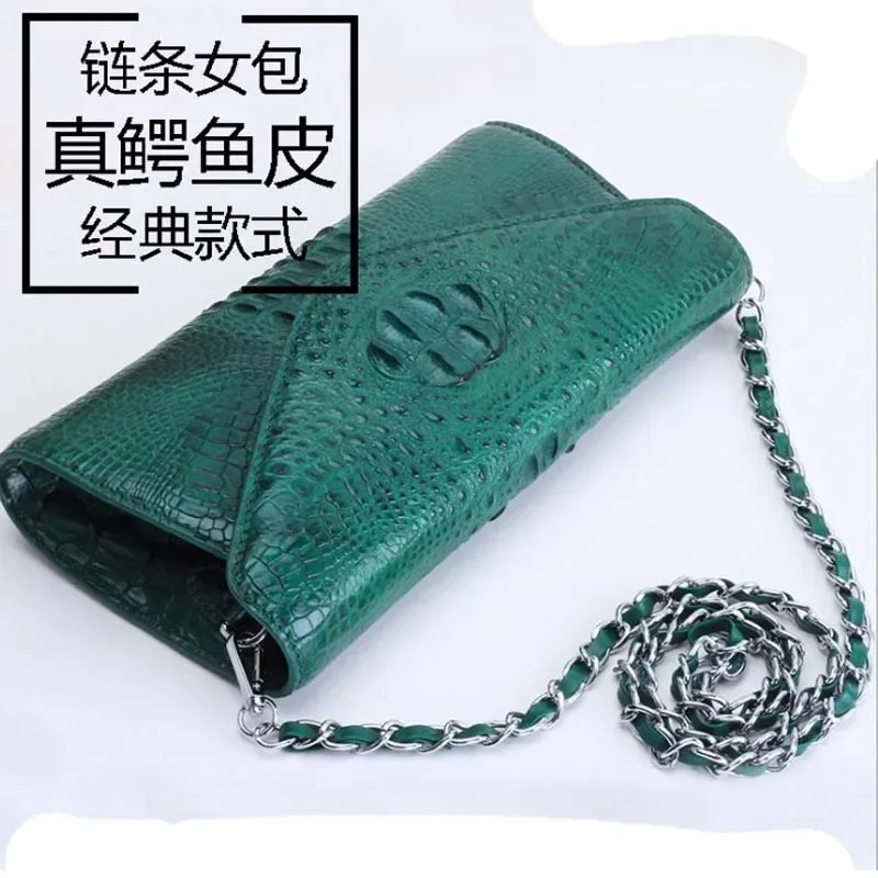 

ourui black crocodile chain Female bag No stitching One shoulder female Recreation bag women handbag
