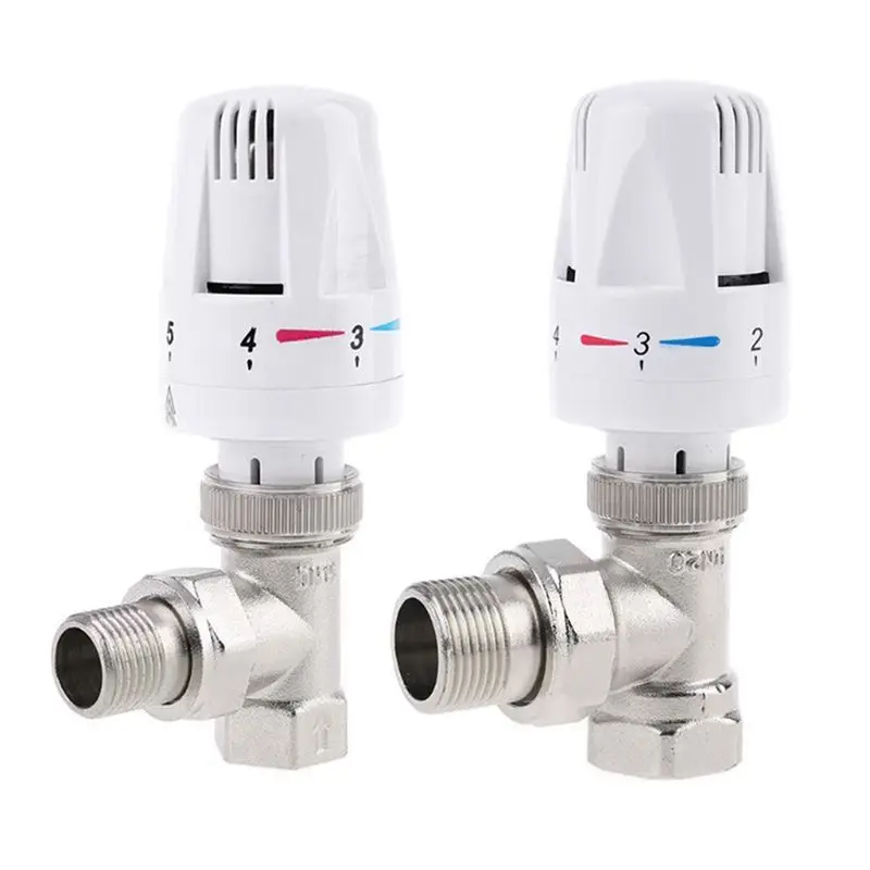 Automatic Thermostatic Radiator Control Valve G1/2 Inch Angle Valve For Floor Heating Copper Radiator-AS97