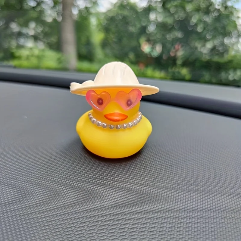 1PC Cute Yellow Duck with Pink Glasses Bicycle Decoration, Car Decoration, Novice Driver Gift, Festival Gift