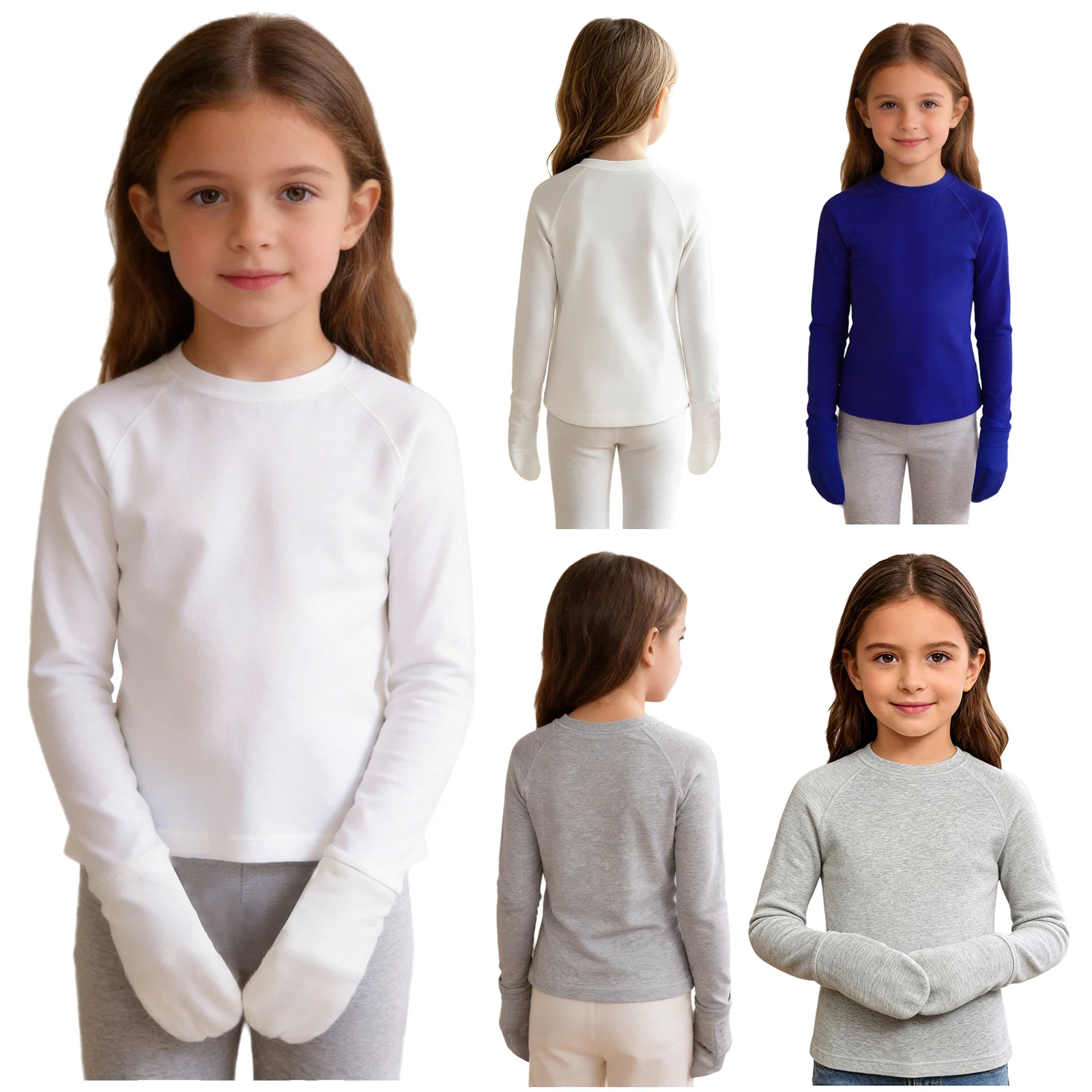 Unisex Kids Boys Girls Tee T-Shirt Long Sleeves Pajama Top with No Scratch Mittens for Special Needs Treatment Skin Protection