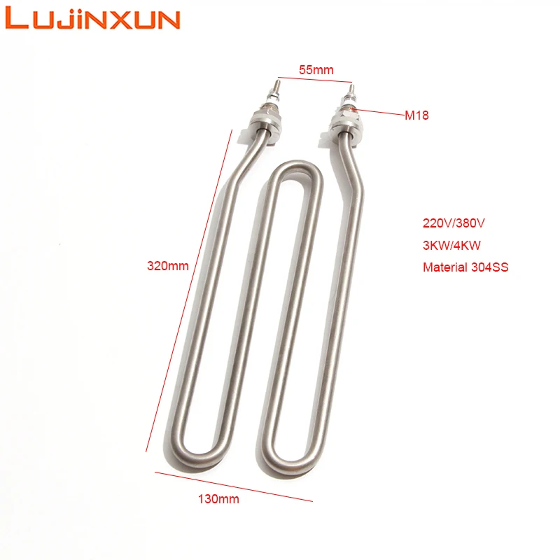 

Lujinxun 220 В/380 В электрический нагревательный элемент M18 резьба 3 кВт/4 кВт трубка из нержавеющей стали 304 для пароварки нагревательная труба 1 шт.