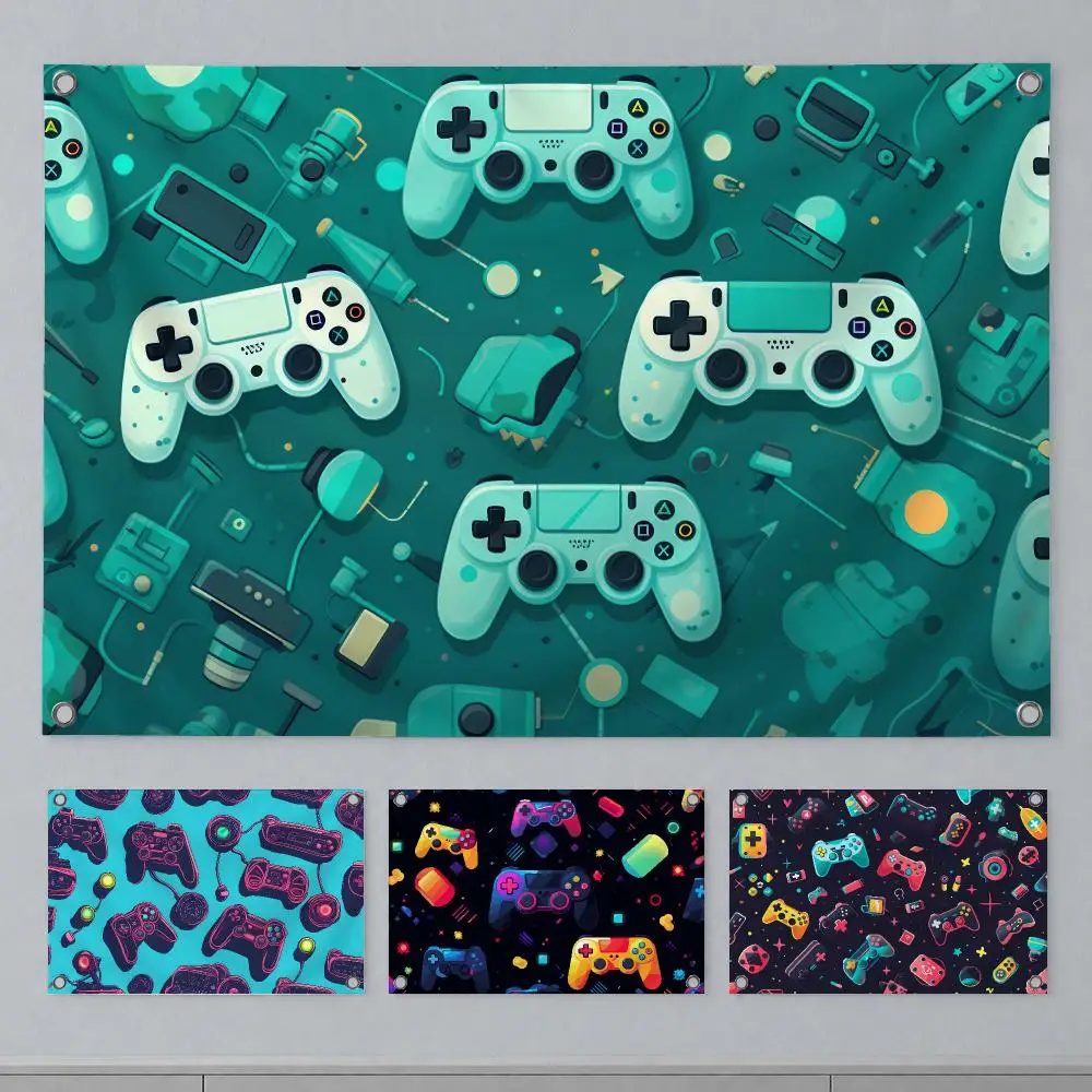 Unique Design Creative Gamepad Design Flags Wall Hanging Banner Indoor Outdoor Party Home Wall Decor Backdrop