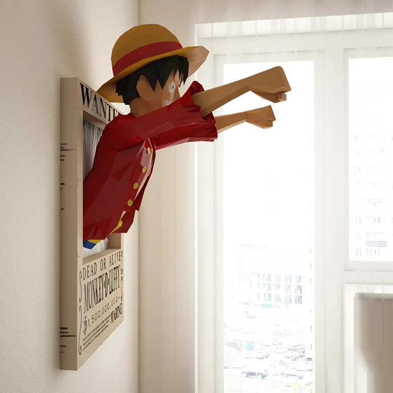 1m Luffy Paper Model Wall Hanging Home Decoration Japanese Anime One Piece Figures Papercraft 3D Hand Made Origami Art Sculpture