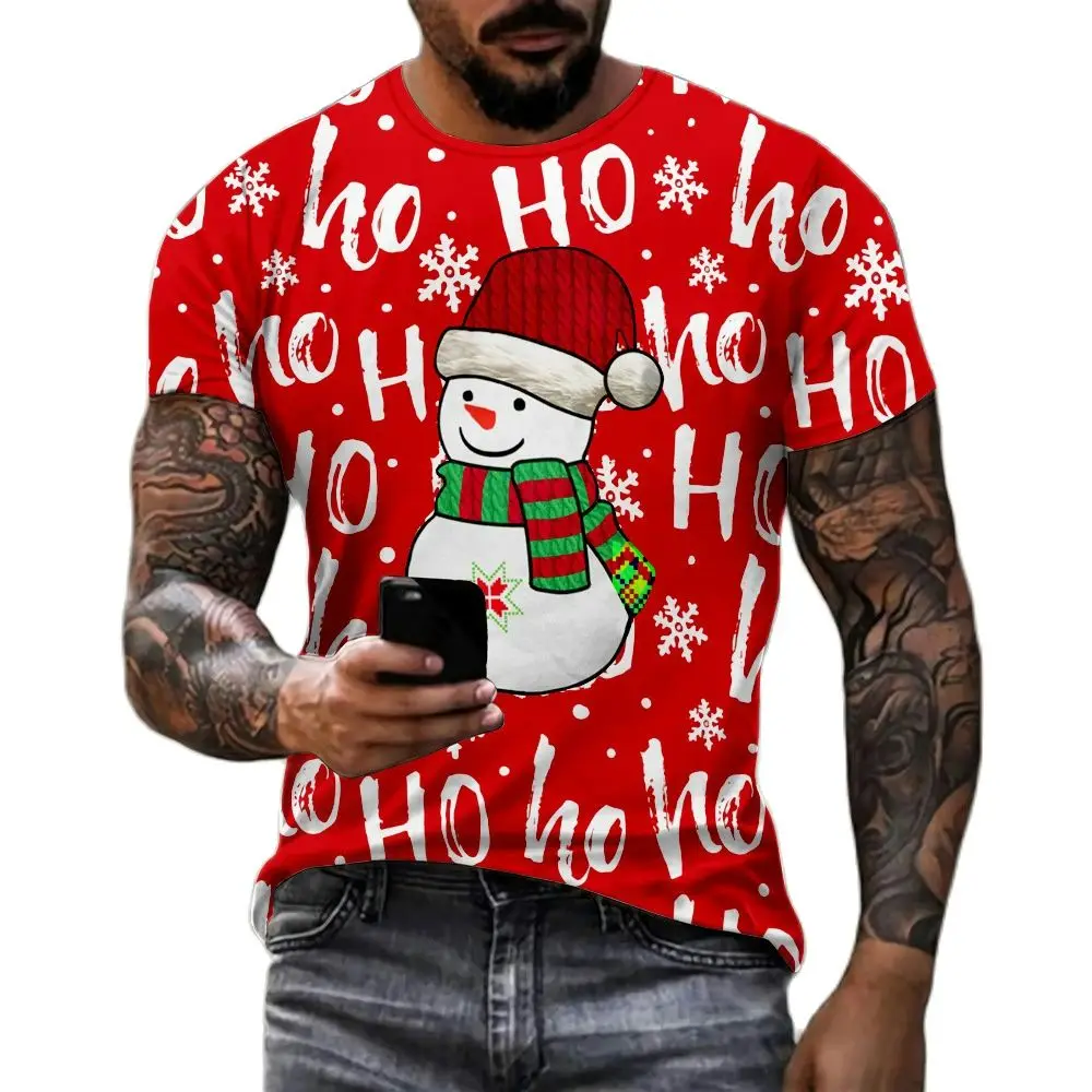 Santa Fun New Year Party 3D Printed Men And Women Holiday Fashion Clothing Hip Hop Snowman Short Sleeve Round Neck T-shirt Tops