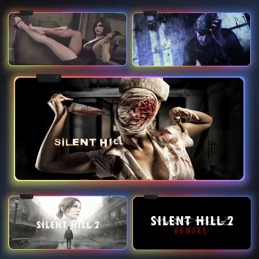 

Hot S-Silent Hills 2 Games Mouse Pad CS-GO anime character luminous super large RGB office game competitive keyboard pad