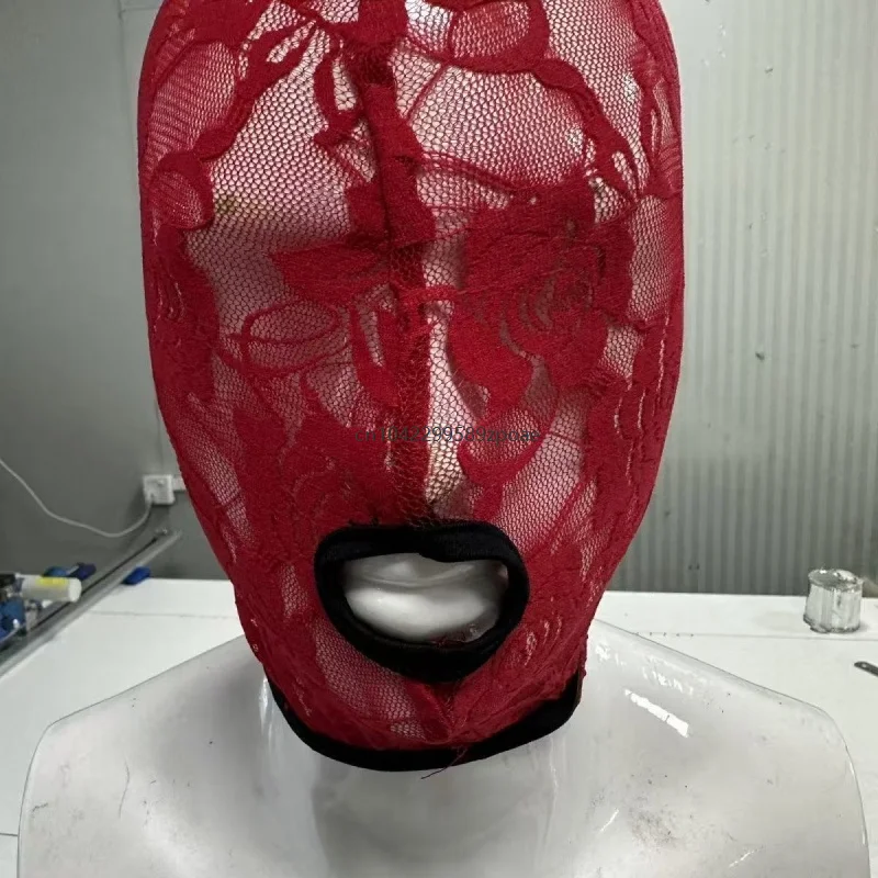 Black Hood Face Covering Lace Mask Red Gothic Sexy Halloween Carnival Masquerade Party Prom Facial Mesh Unisex Cosplay Masks