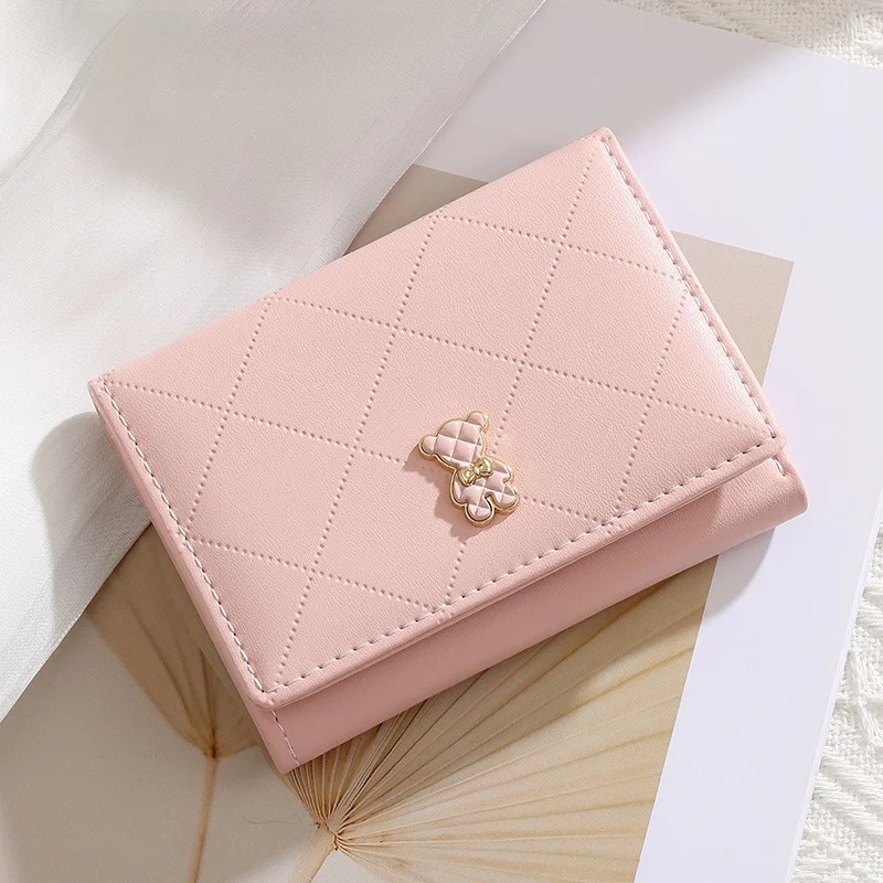 

Милый мультяшный кошелек-медвежонок для женщин, держатель для студенческих карт, зажим для денег, корейская версия, новинка 2025 года