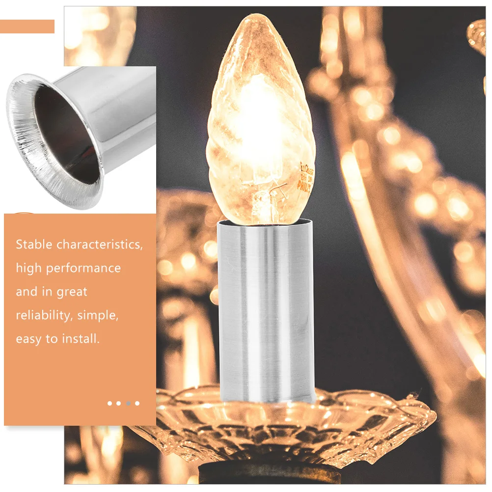 

6pcs Flanging Sleeve Lamp Base Sleeve E14 Socket Chandelier Lamp Holder Tube Iron Material Heat Resistant Rust Proof Durable