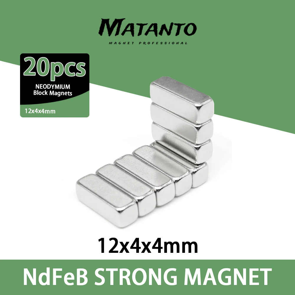 

20/50/100pcs 12x4x4 Block Powerful Magnet sheet Super Neodymium Magnet Stong NdFeB Permanent Magnet Square 12*4*4mm