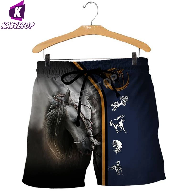 Summer Beautiful Horse 3D Print Casual Shorts Men Beach Breathable Quick Dry Loose Shorts Men Short Pants Couple Unisex Shorts