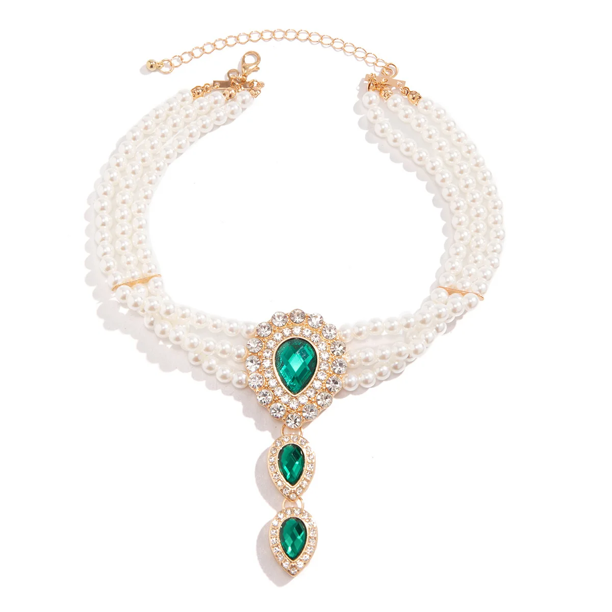 DIEZI Luxury Imitation Pearl Necklace Bracelet Vintage Water Drop Stone Beads Jewelry Sets Elegant Wedding  Party New Jewelry
