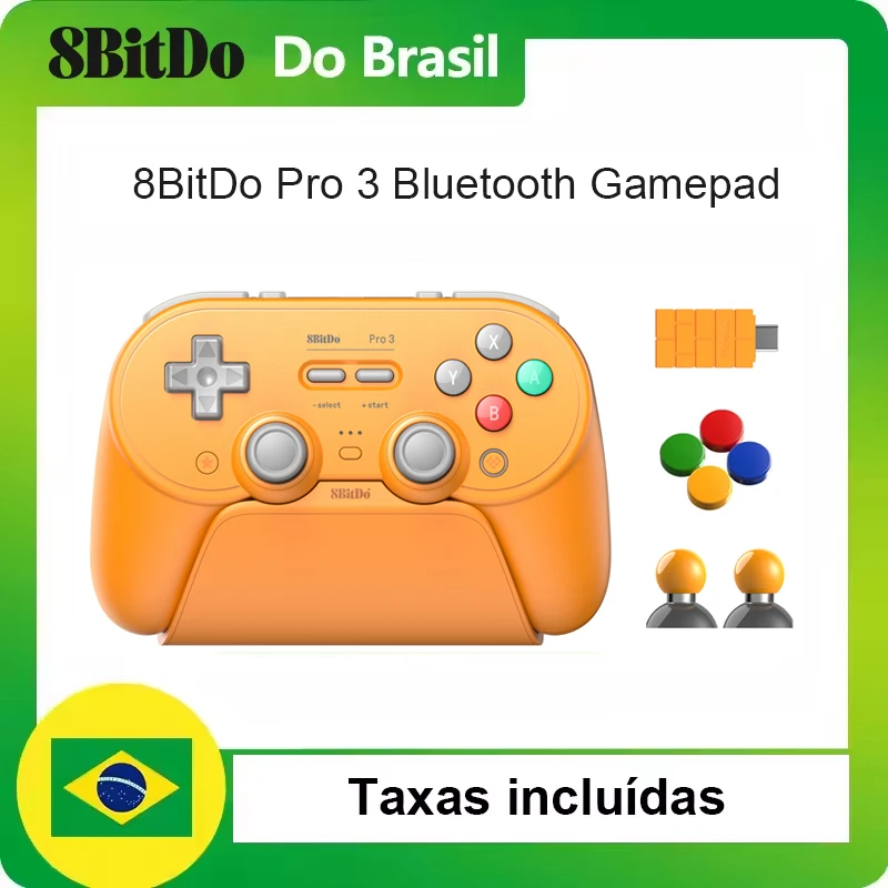 Controle Bluetooth 8Bitdo Pro 3 com Joysticks TMR para Switch/Switch 2, Windows, Apple, SteamOS, Acessório de Gamepad Android