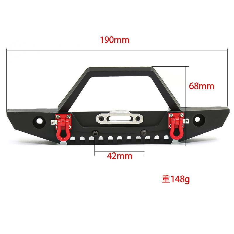 1set Metal Front Bumper with Led Light for 1/10 RC Car TRX-4 TRX6 SCX10 90046 D90 redcat losi