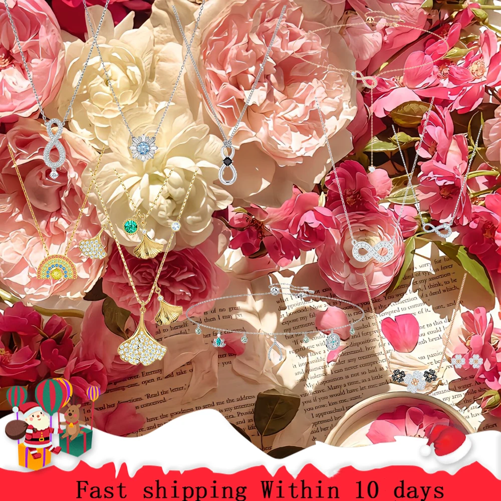 Zestaw biżuterii na Boże Narodzenie 2025: naszyjnik z zawieszką w kształcie buta, wykwintny zestaw złotych ozdób z liści moreli, modny i romantyczny prezent.