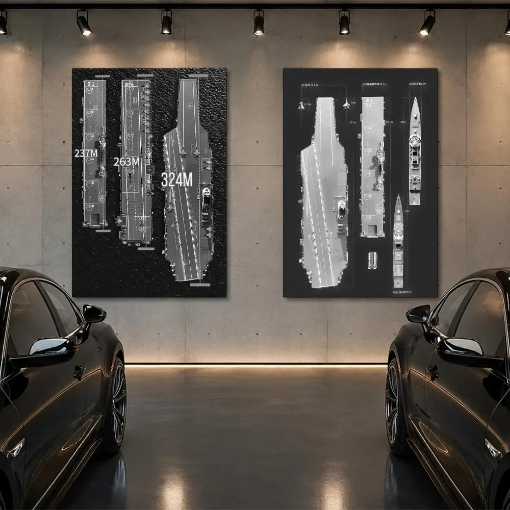 Aart ircraft carrier hand drawing Poster Room Decor Home Wall Art Printing Waterproof Garage BedRoom Posters Gift