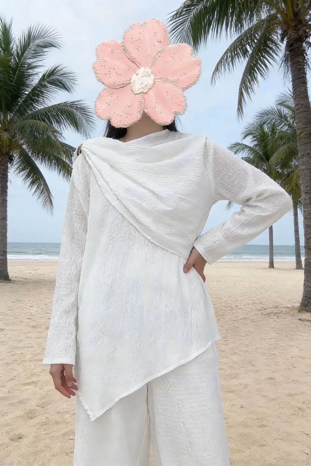 

Dubai Muslim Crinkle Two Piece Set Women Abaya Kaftan Tops And Pants Suit Arab Islam Modest Clothing Femme Musulmane Ensembles