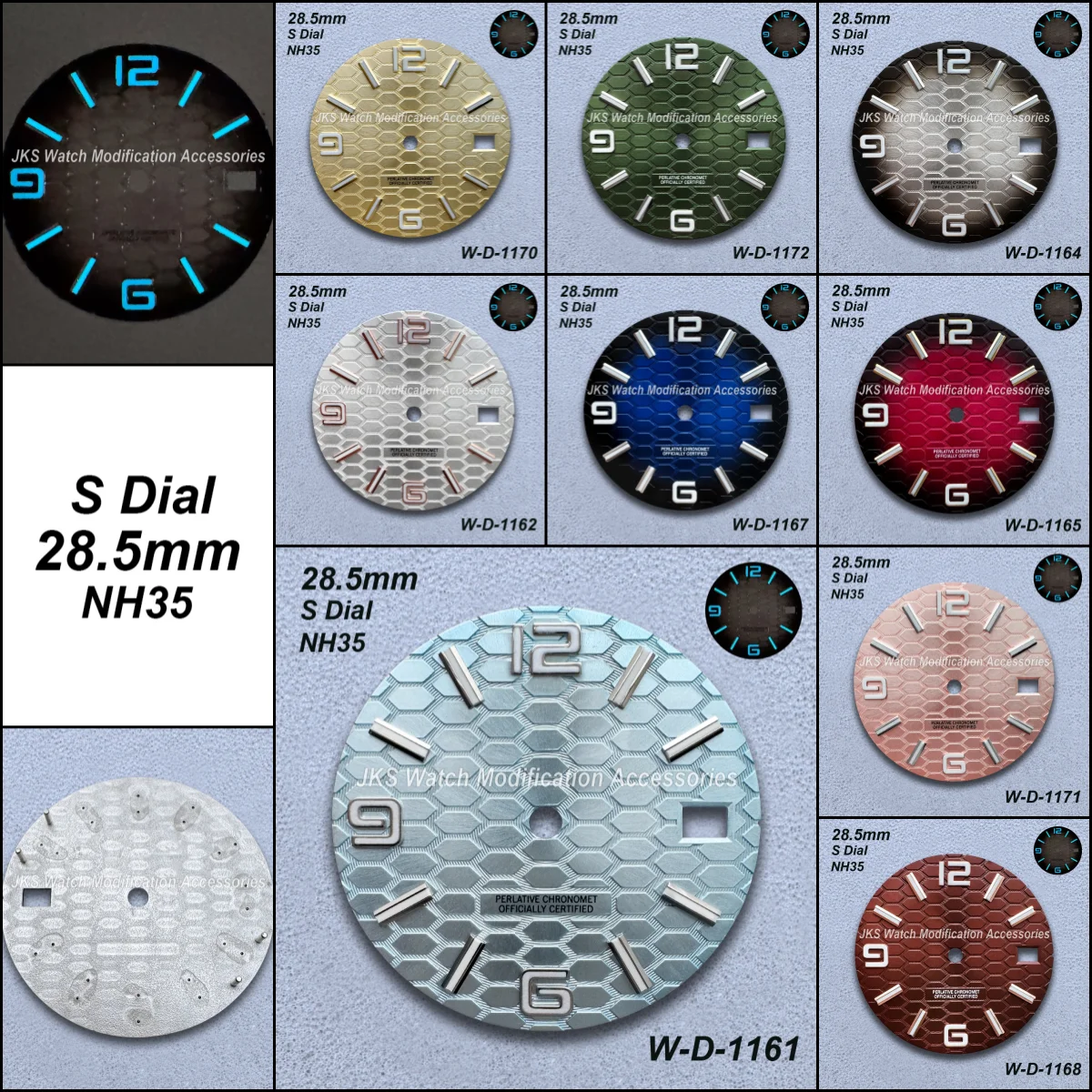 

28.5mm S Logo Dial Fit NH35/NH36/4R/7S Japanese Movement Ice Blue Luminous High-Quality Diving Watch Modification Accessories