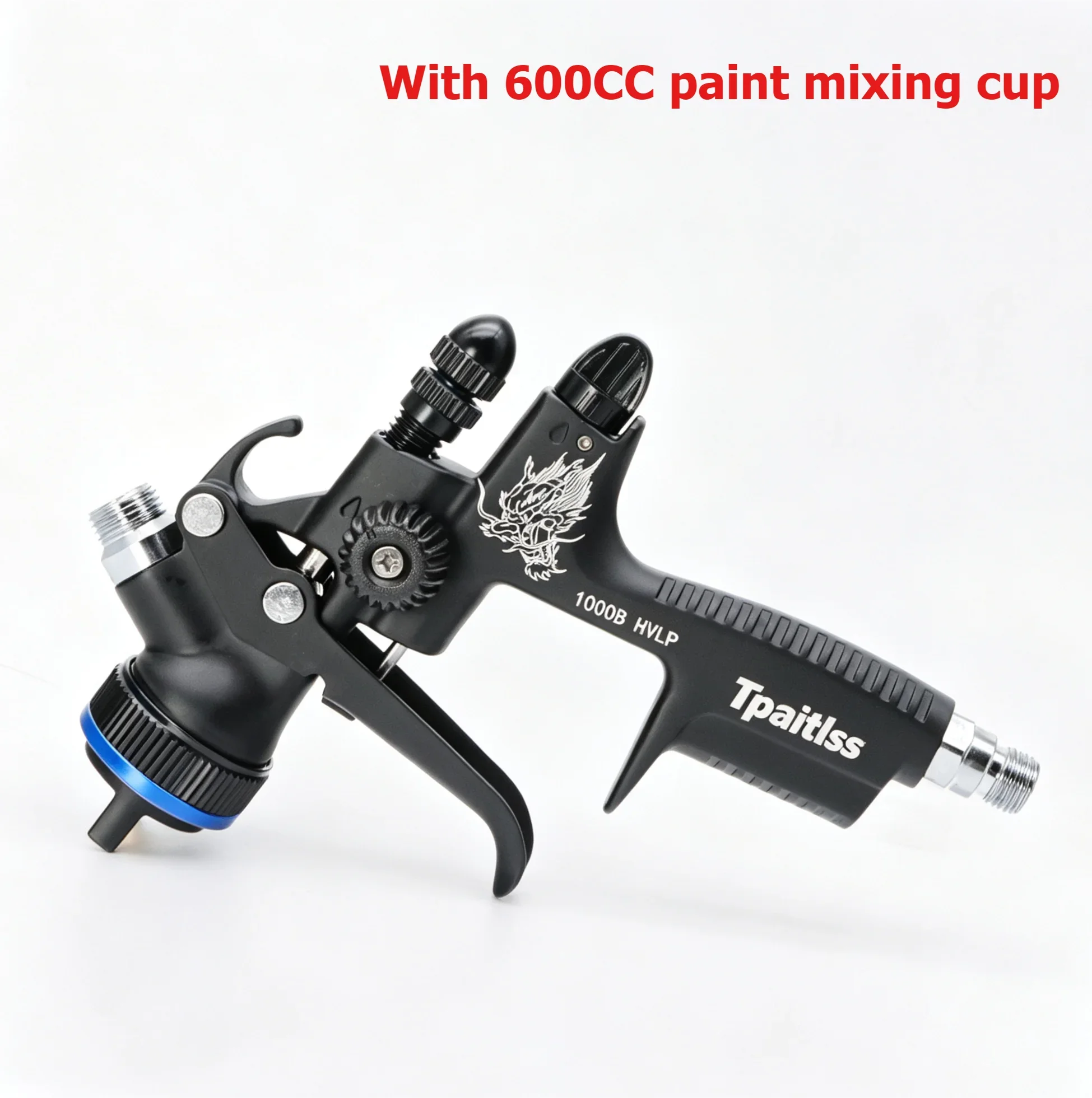 Tpaitlss Gravity Feed Paint Spray Gun 1.3 and 1.4MM Nozzle with 600CC Paint Mixing Cup 1000B HVLP Air Spray Gun Airbrush