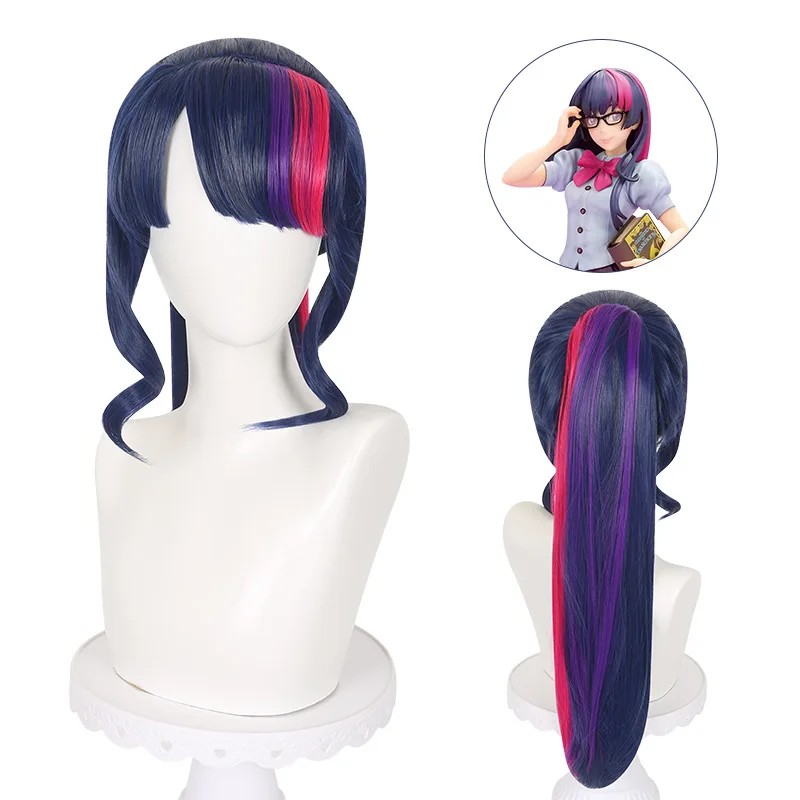 Synthetic Purple Ombre Pony Braided Wig Cosplay Hair for Animation Inspired Costume Party, Zoe Like Style, Heat Resistant Fiber