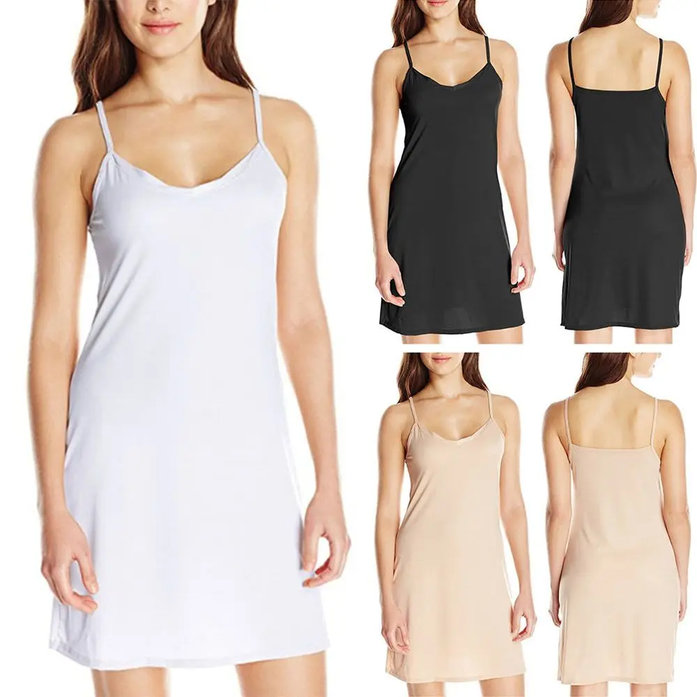 Summer Holiday V Neck Solid Color Short Dress Sling Dress Slip Under Dress Sleeveless