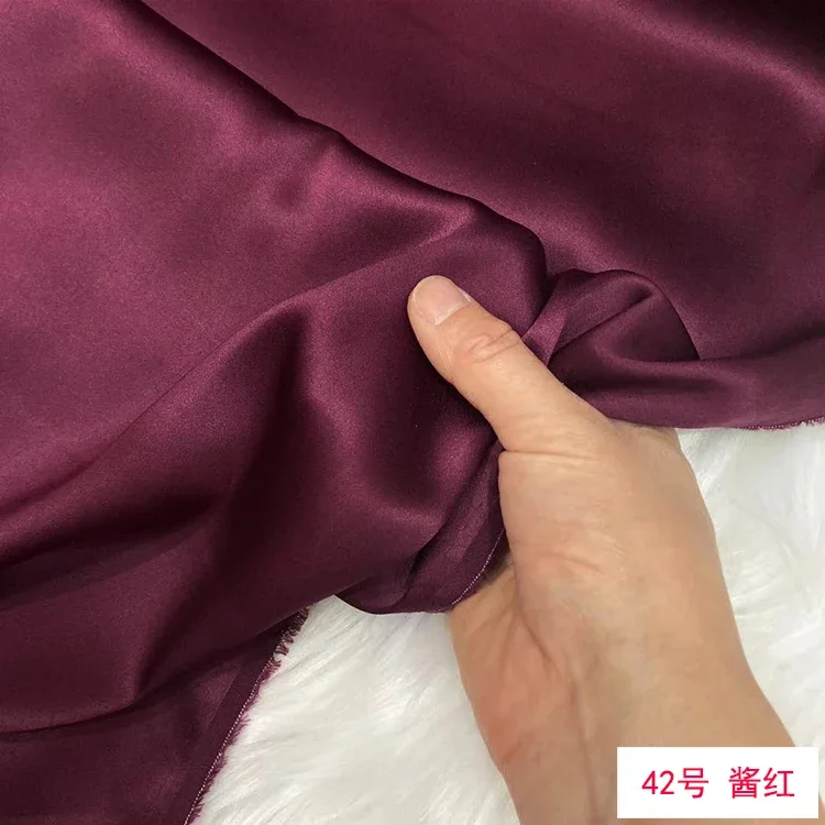 Width 140cm 80 Solid Color Stretch Satin Mulberry Silk Fabric, 19Momme Soft and Smooth Sewing Material for Clothing and Skirt