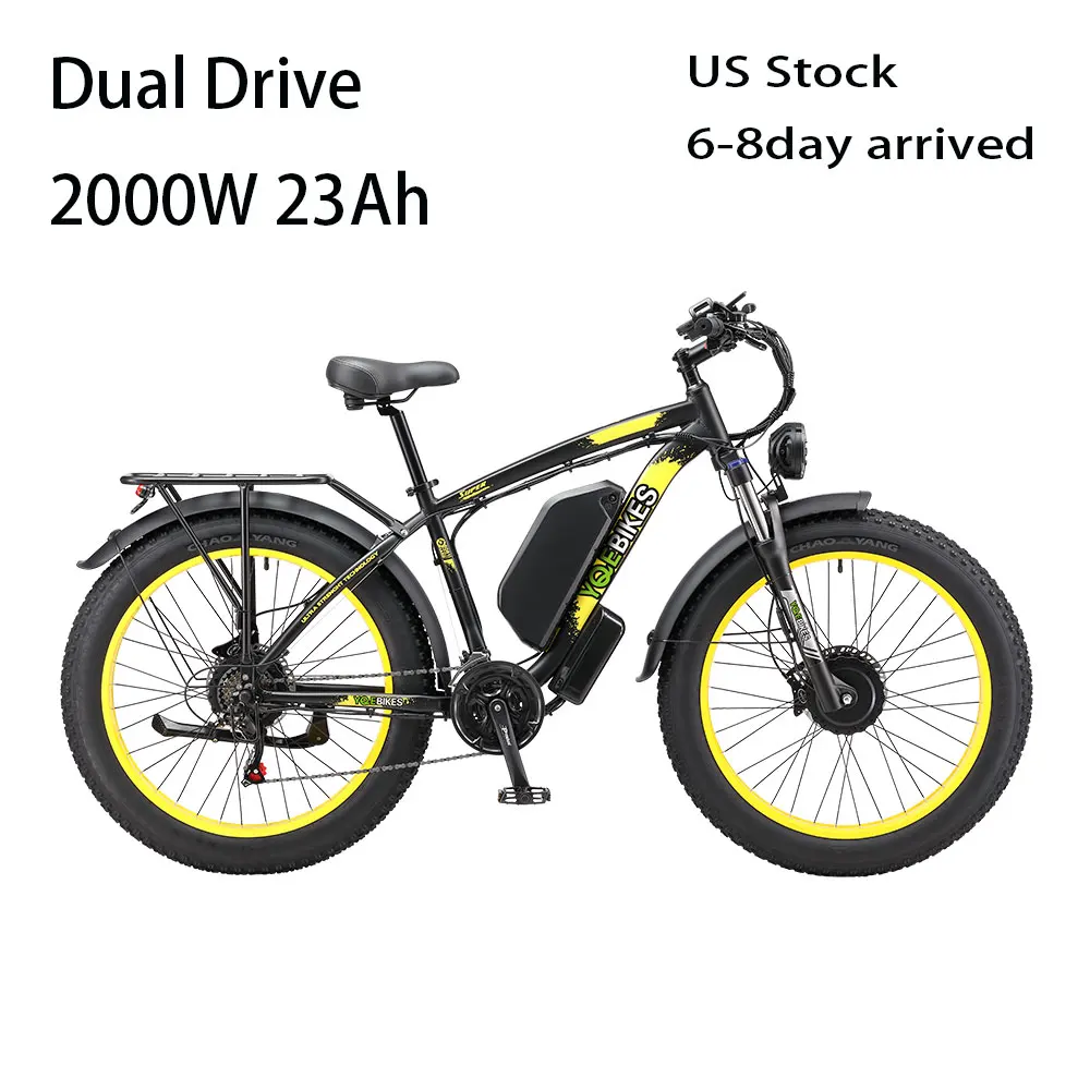 

USA Stock 6-8 Day Arrived 26inch Fast Speed Electric Dirt Bike Dual Motor 2000W23Ah Lithium Battery Off Road Mountain Bike