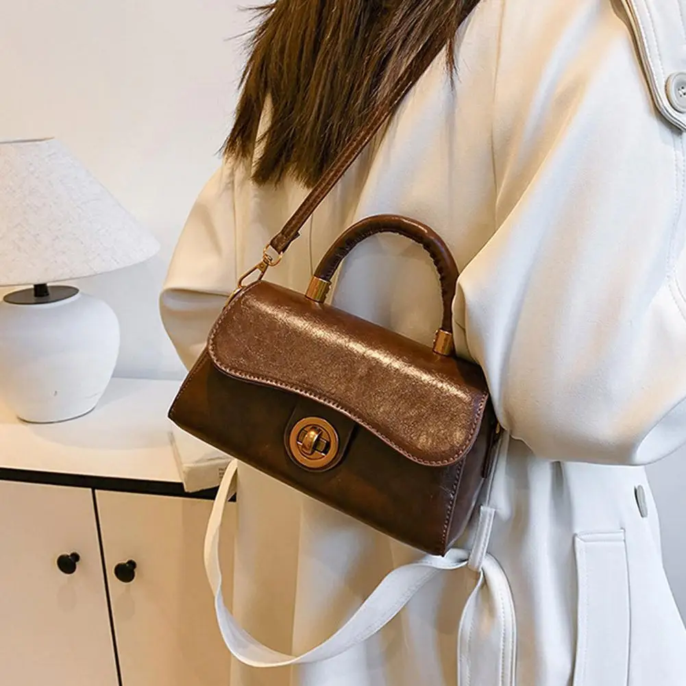 Autumn-Winter Small Square Shoulder bag Elegant Vintage Fashion Crossbody Bag Daily Commuters PU Leather Casual Handbag