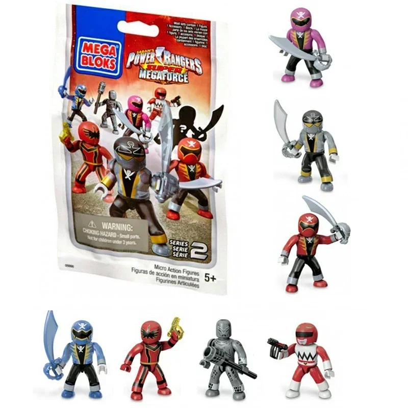 MEGABLOKS Power Dinosaur Rangers Micro Action Figure Toy MAGAFORCE Assembled Figurines Collection Children Birthday Gifts