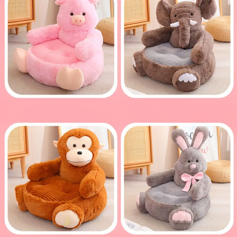 Children Plush Sofa Seat Cartoon Animal Shaped Chair Soft Supportive Toddler Furniture For Reading Nook Home Decor