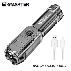 Powerful LED Flashlight Telescopic Zoom Strong Light Tactical Torch Portable Spotlight Long-Range Flood Camping Flashlights