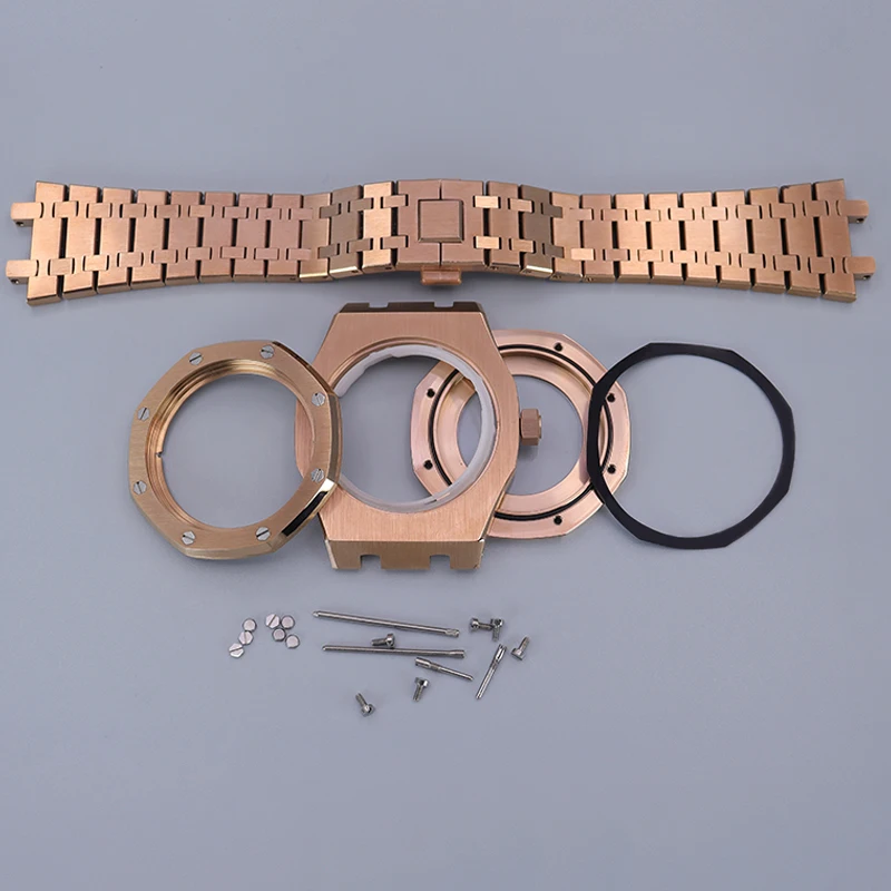 Rose gold 41mm Luxury Watch Cases Bracelet Strap Parts For Seiko nh34 nh35 nh36 nh38 Movement 28.5mm Dial With Chapter Rings
