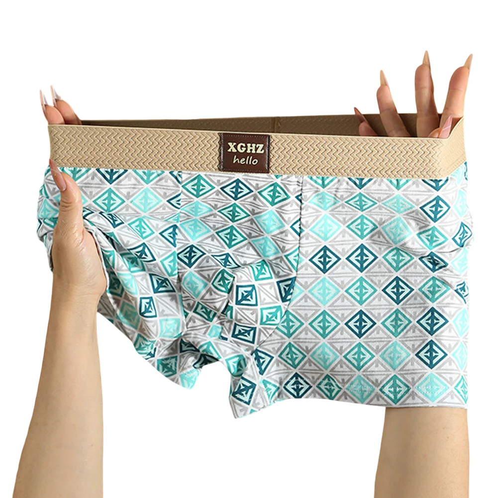 

Men Cotton Plaid Printed Underwear Boxer Shorts Breathable Home Sleepwear Trunks Small Fresh Underwear