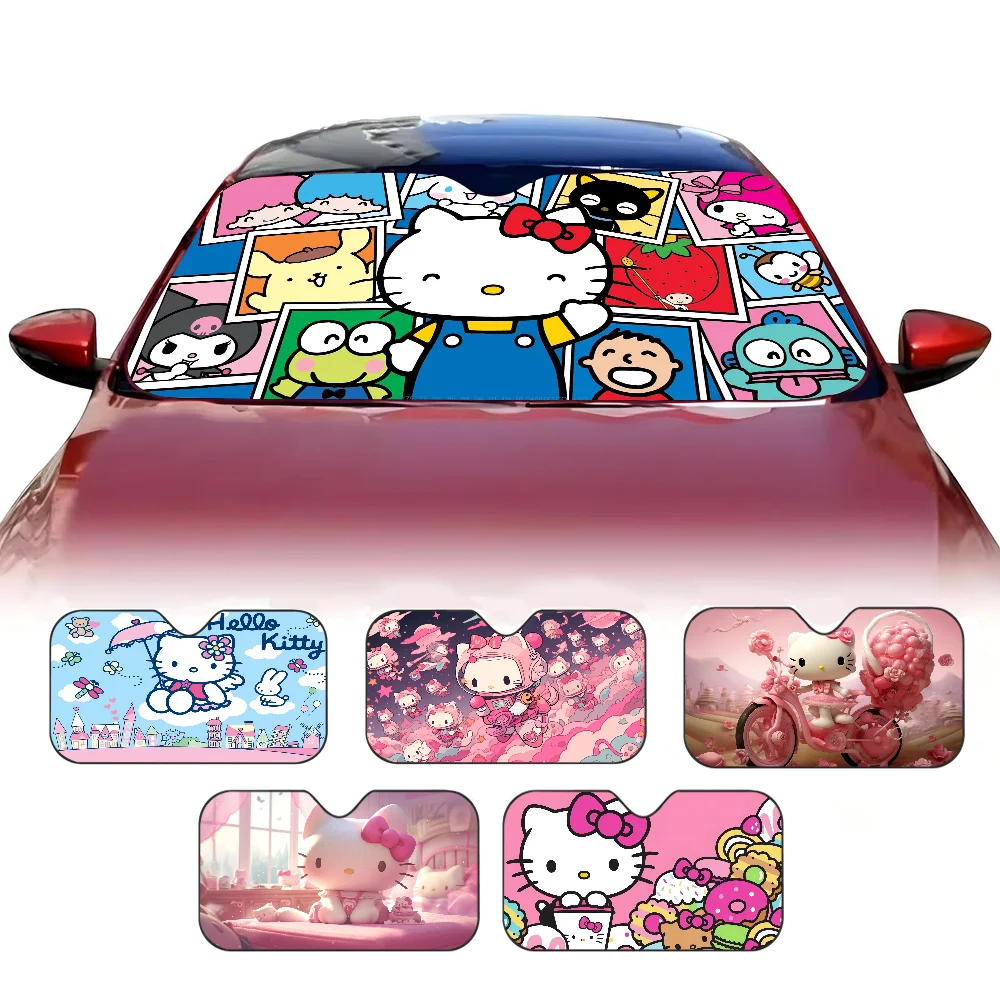 

Cartoon H-Hello Kawaii K-Kittys Car Sunshade Summer Car Window Cover Film Sunshade Baby Side Window Sunshade Curtain Sunblock