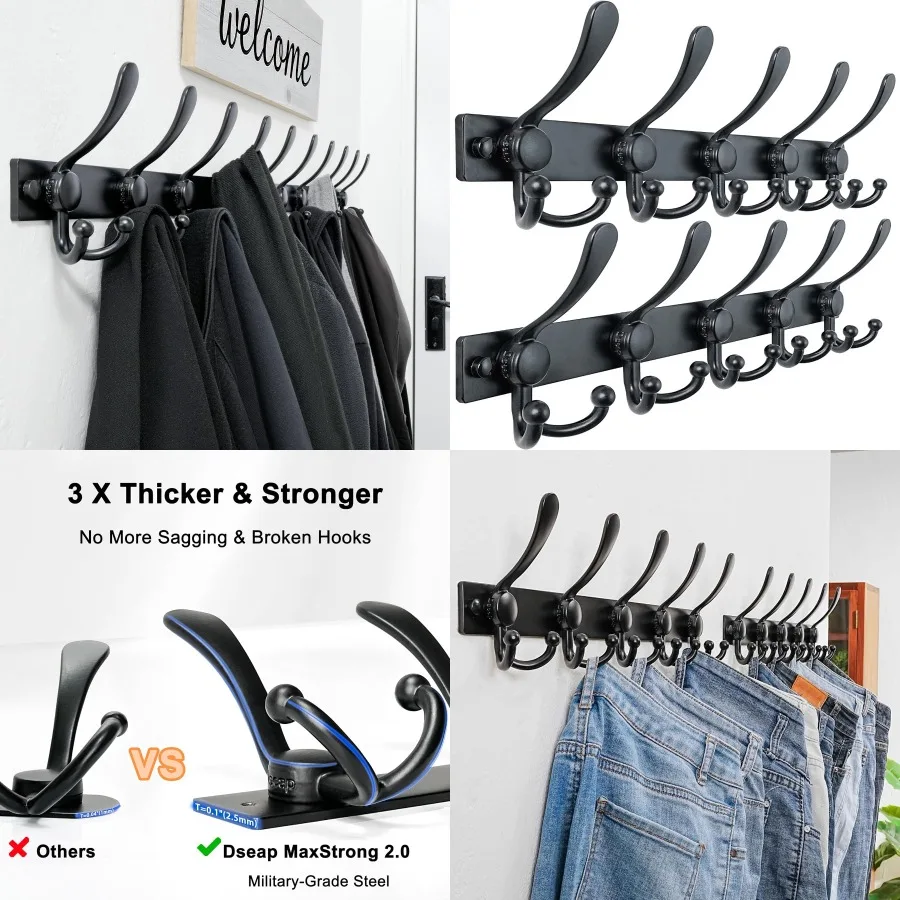 

Сверхмощная настенная вешалка для одежды 2.0 Pro с более толстым дизайном 300 и 16-кнопочным креплением для прихожей, шкафа или прихожей из нержавеющей стали