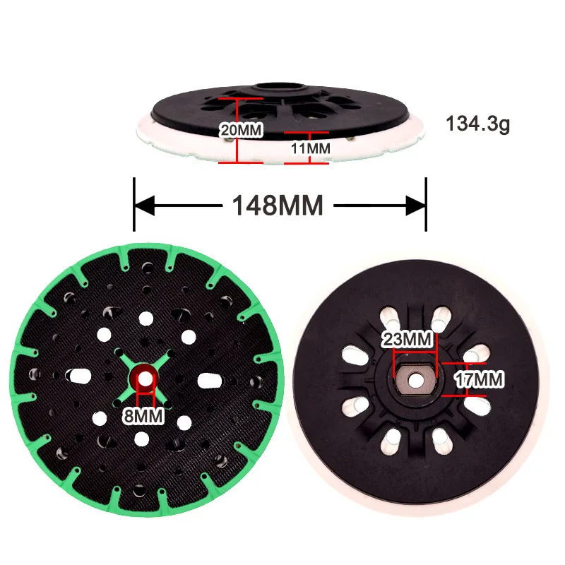 6 Inch 48‑Hole Dry Sander Backing Pad, Polishing Sanding Disc Replacement Plate Compatible with Festool Electric Sanding Machine