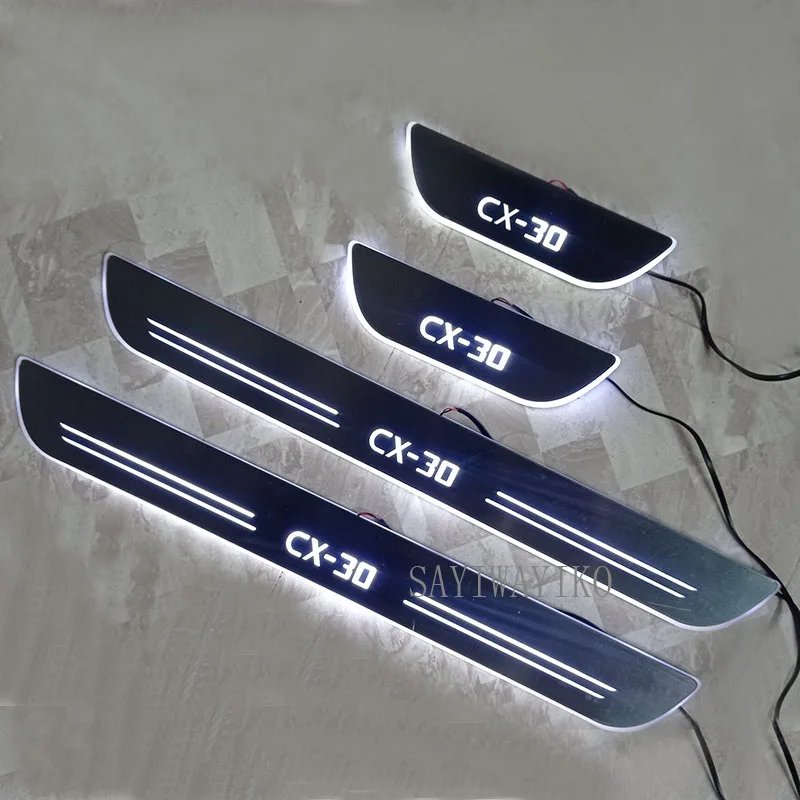 car styling Trim Pedal LED Car Light Door Sill Scuff Plate Pathway Dynamic Streamer Welcome Lamp For Mazda CX-30 CX30 2019 2020